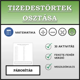 Párosító feladat: Tizedestörtek osztása