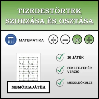 Memóriajáték: Tizedestörtek szorzása és osztása