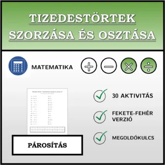 Párosító feladat: Tizedestörtek szorzása és osztása