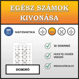 Dominó: Egész számok kivonása
