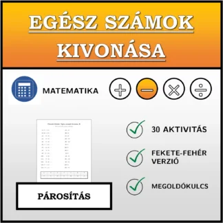 Párosító feladat: Egész számok kivonása