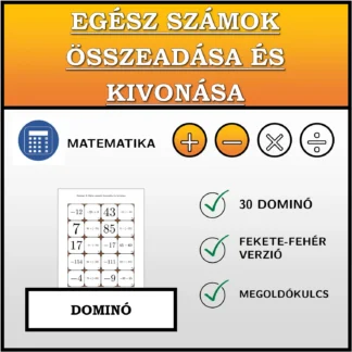 Dominó: Egész számok összeadása és kivonása