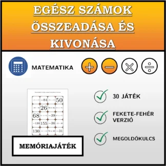 Memóriajáték: Egész számok összeadása és kivonása