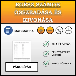 Párosító feladat: Egész számok összeadása és kivonása