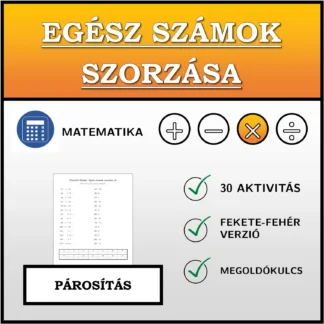 Párosító feladat: Egész számok szorzása