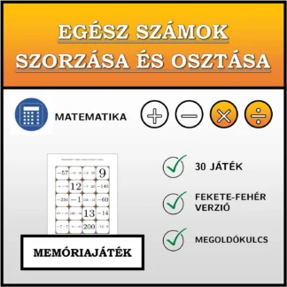 Memóriajáték: Egész számok szorzása és osztása