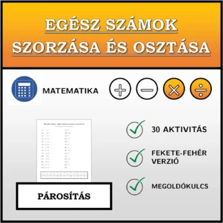 Párosító feladat: Egész számok szorzása és osztása