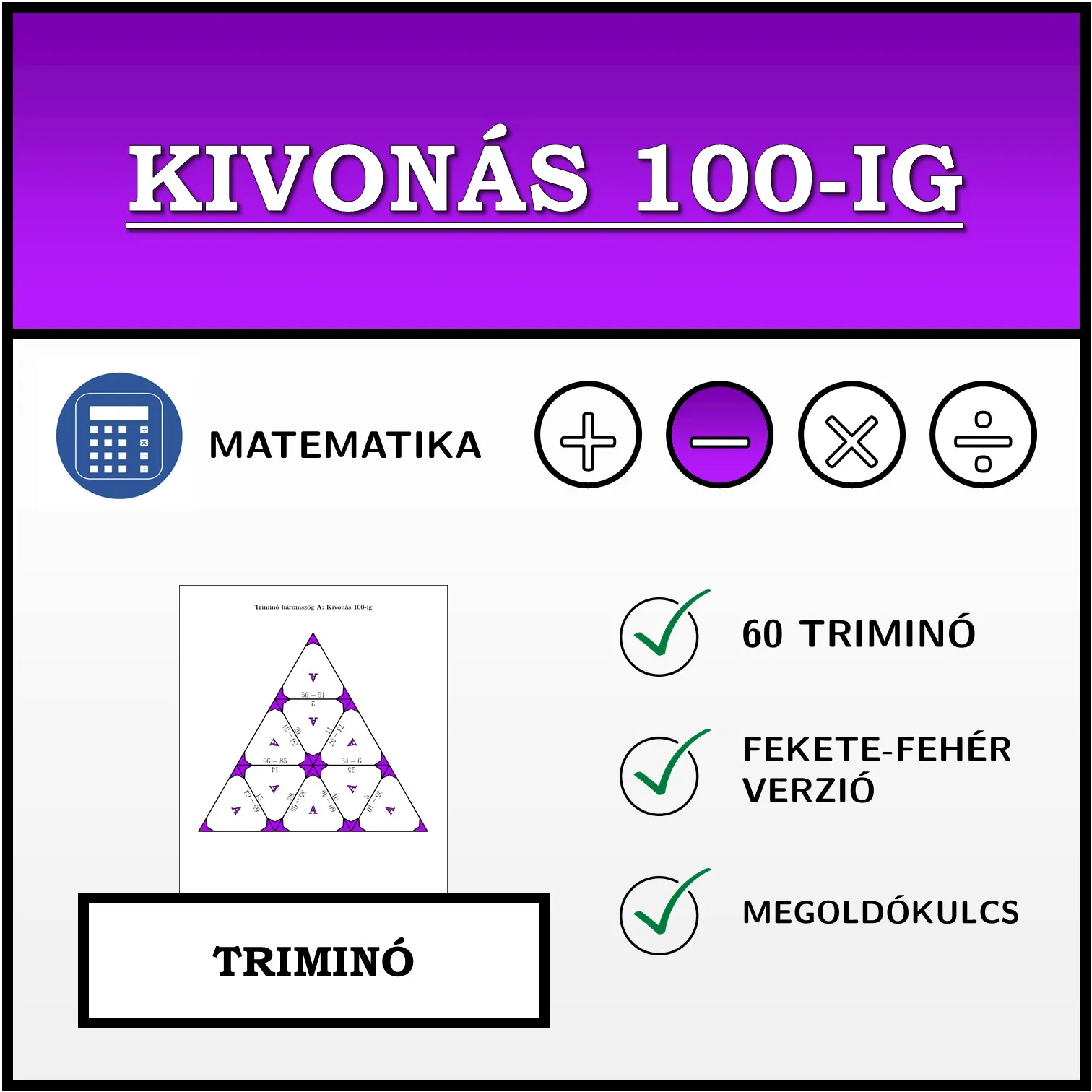 Triminó: Kivonás 100-ig