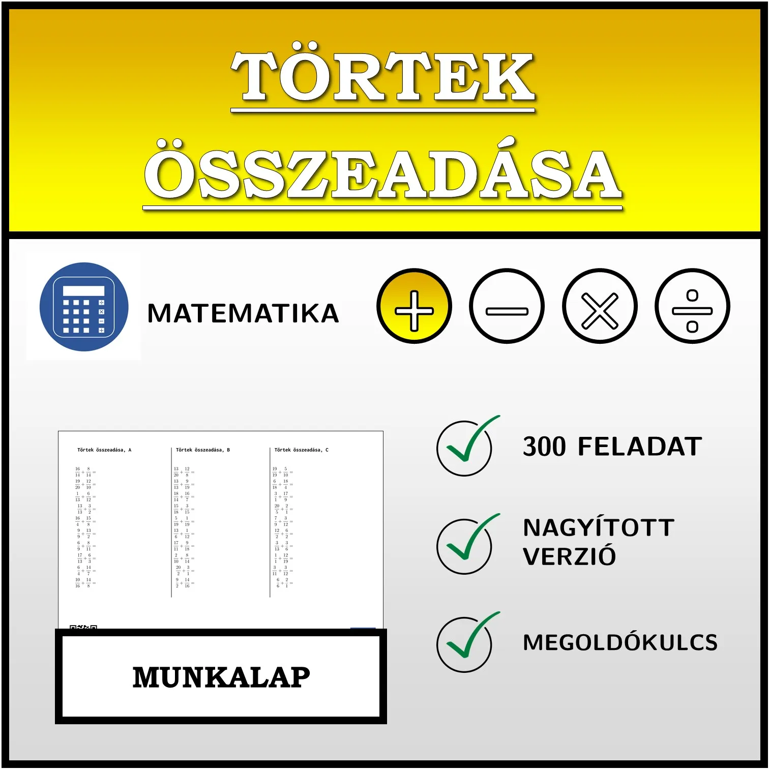Munkalap: Törtek összeadása
