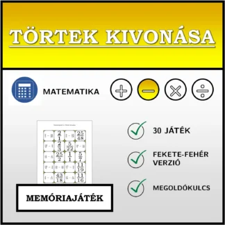 Memóriajáték: Törtek kivonása