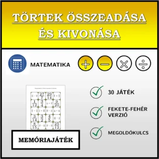 Memóriajáték: Törtek összeadása és kivonása