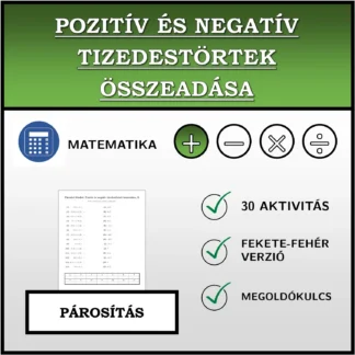 Párosító feladat: Pozitív és negatív tizedestörtek összeadása