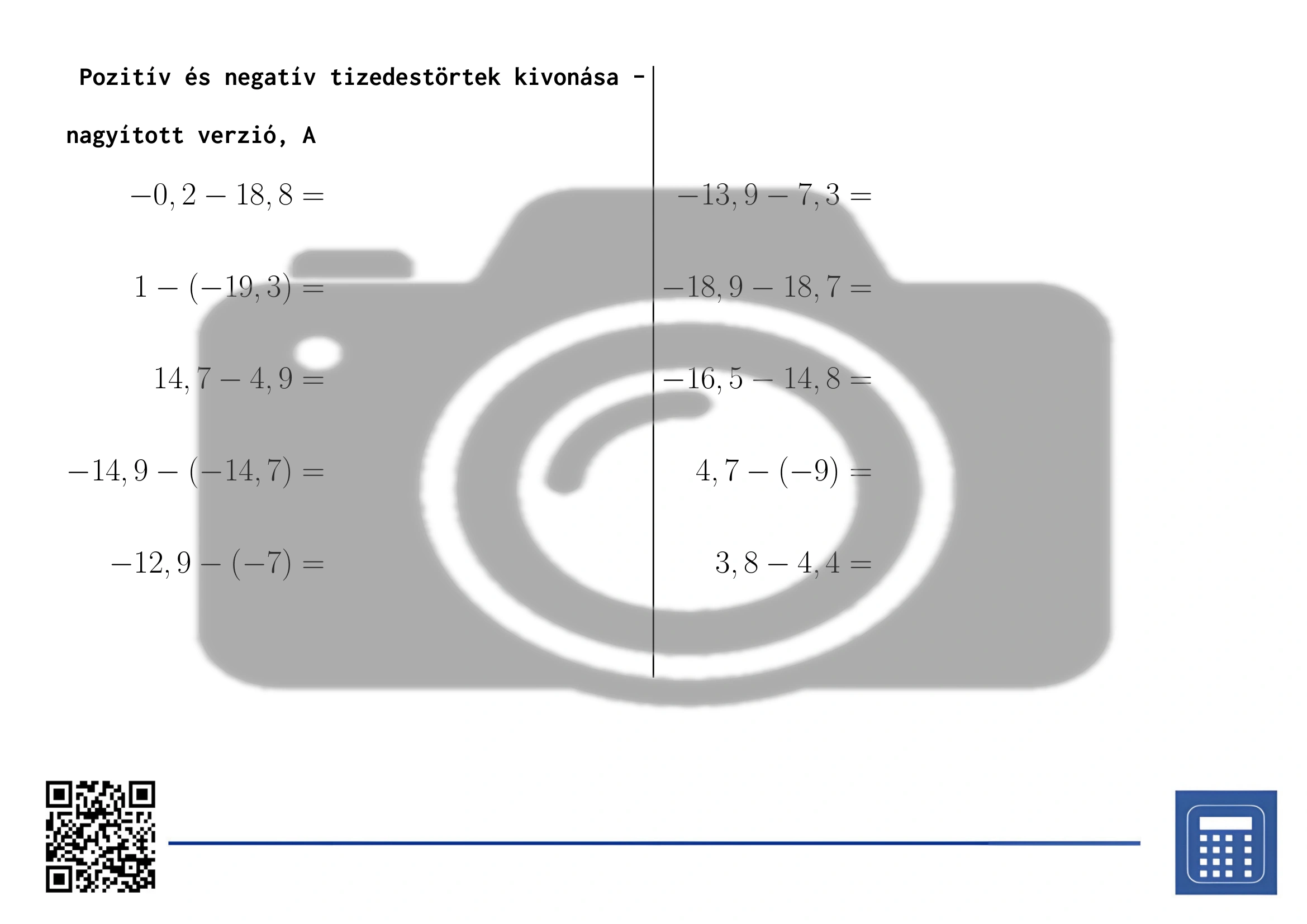 Munkalap: Pozitív és negatív tizedestörtek kivonása - Image 3