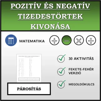 Párosító feladat: Pozitív és negatív tizedestörtek kivonása