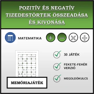 Memóriajáték: Pozitív és negatív tizedestörtek összeadása és kivonása