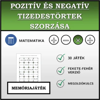 Memóriajáték: Pozitív és negatív tizedestörtek szorzása