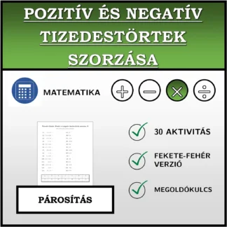 Párosító feladat: Pozitív és negatív tizedestörtek szorzása
