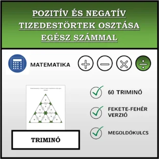 Triminó: Pozitív és negatív tizedestörtek osztása egész számmal