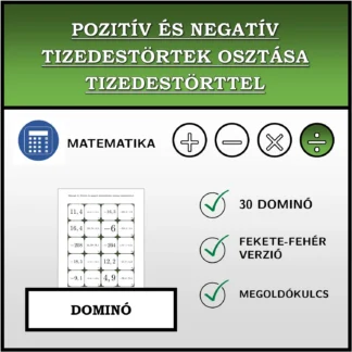 Dominó: Pozitív és negatív tizedestörtek osztása tizedestörttel