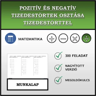 Munkalap: Pozitív és negatív tizedestörtek osztása tizedestörttel