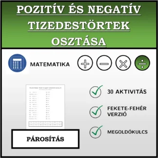 Párosító feladat: Pozitív és negatív tizedestörtek osztása