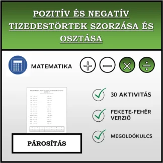 Párosító feladat: Pozitív és negatív tizedestörtek szorzása és osztása