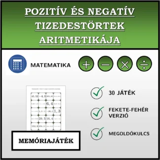 Memóriajáték: Pozitív és negatív tizedestörtek aritmetikája