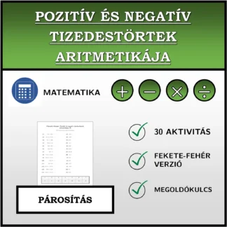 Párosító feladat: Pozitív és negatív tizedestörtek aritmetikája