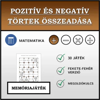 Memóriajáték: Pozitív és negatív törtek összeadása