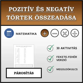 Párosító feladat: Pozitív és negatív törtek összeadása