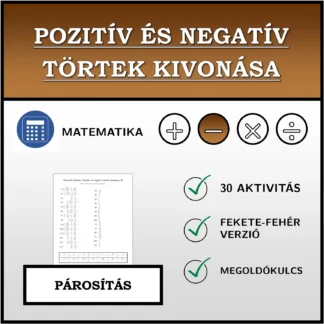 Párosító feladat: Pozitív és negatív törtek kivonása