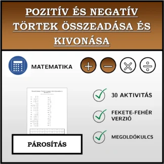 Párosító feladat: Pozitív és negatív törtek összeadása és kivonása