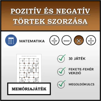 Memóriajáték: Pozitív és negatív törtek szorzása