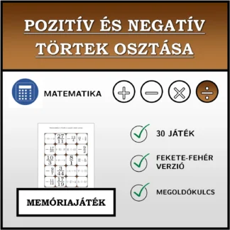 Memóriajáték: Pozitív és negatív törtek osztása