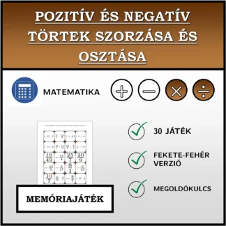 Memóriajáték: Pozitív és negatív törtek szorzása és osztása