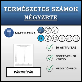 Párosító feladat: Természetes számok négyzete
