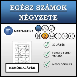 Memóriajáték: Egész számok négyzete