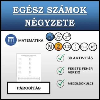 Párosító feladat: Egész számok négyzete