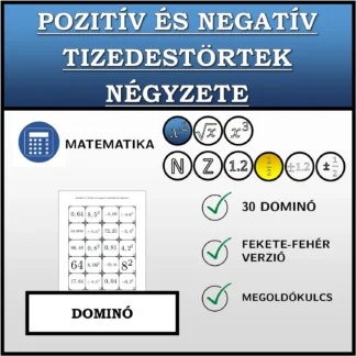 Dominó: Pozitív és negatív tizedestörtek négyzete