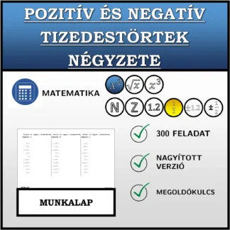 Munkalap: Pozitív és negatív tizedestörtek négyzete