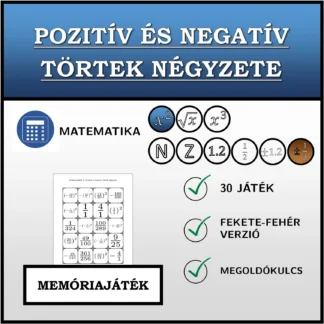 Memóriajáték: Pozitív és negatív törtek négyzete