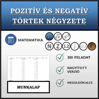 Munkalap: Pozitív és negatív törtek négyzete