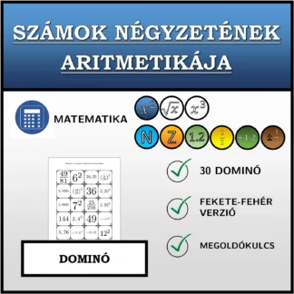 Dominó: Számok négyzetének aritmetikája