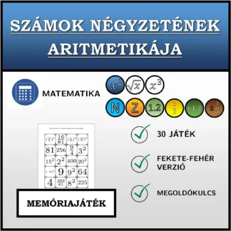 Memóriajáték: Számok négyzetének aritmetikája