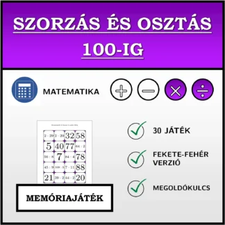 Memóriajáték: Szorzás és osztás 100-ig