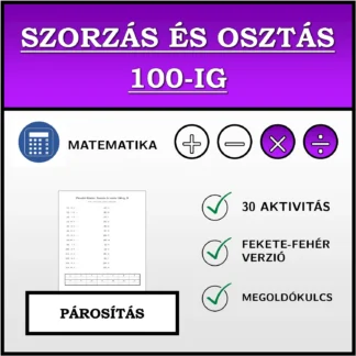 Párosító feladat: Szorzás és osztás 100-ig