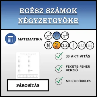 Párosító feladat: Egész számok négyzetgyöke