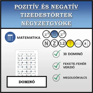 Dominó: Pozitív és negatív tizedestörtek négyzetgyöke