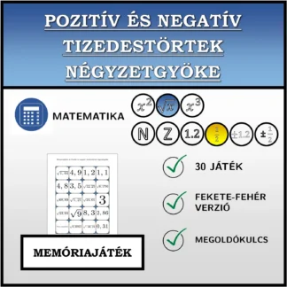 Memóriajáték: Pozitív és negatív tizedestörtek négyzetgyöke
