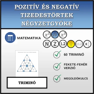 Triminó: Pozitív és negatív tizedestörtek négyzetgyöke